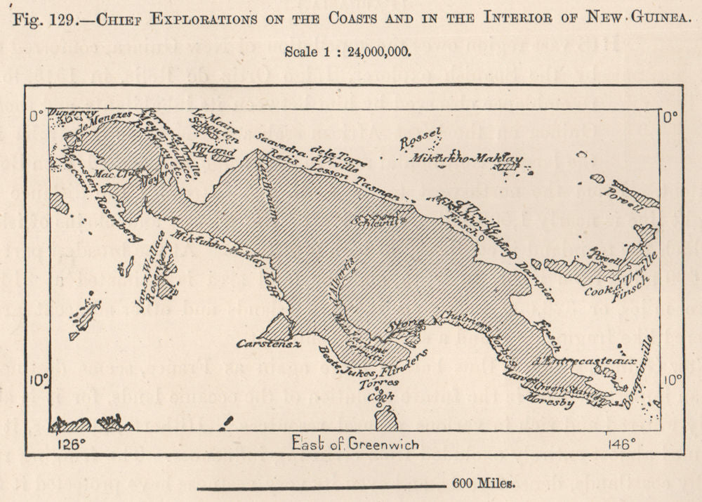 Exploration of the coast & interior of New Guinea. Papuasia 1885 old map